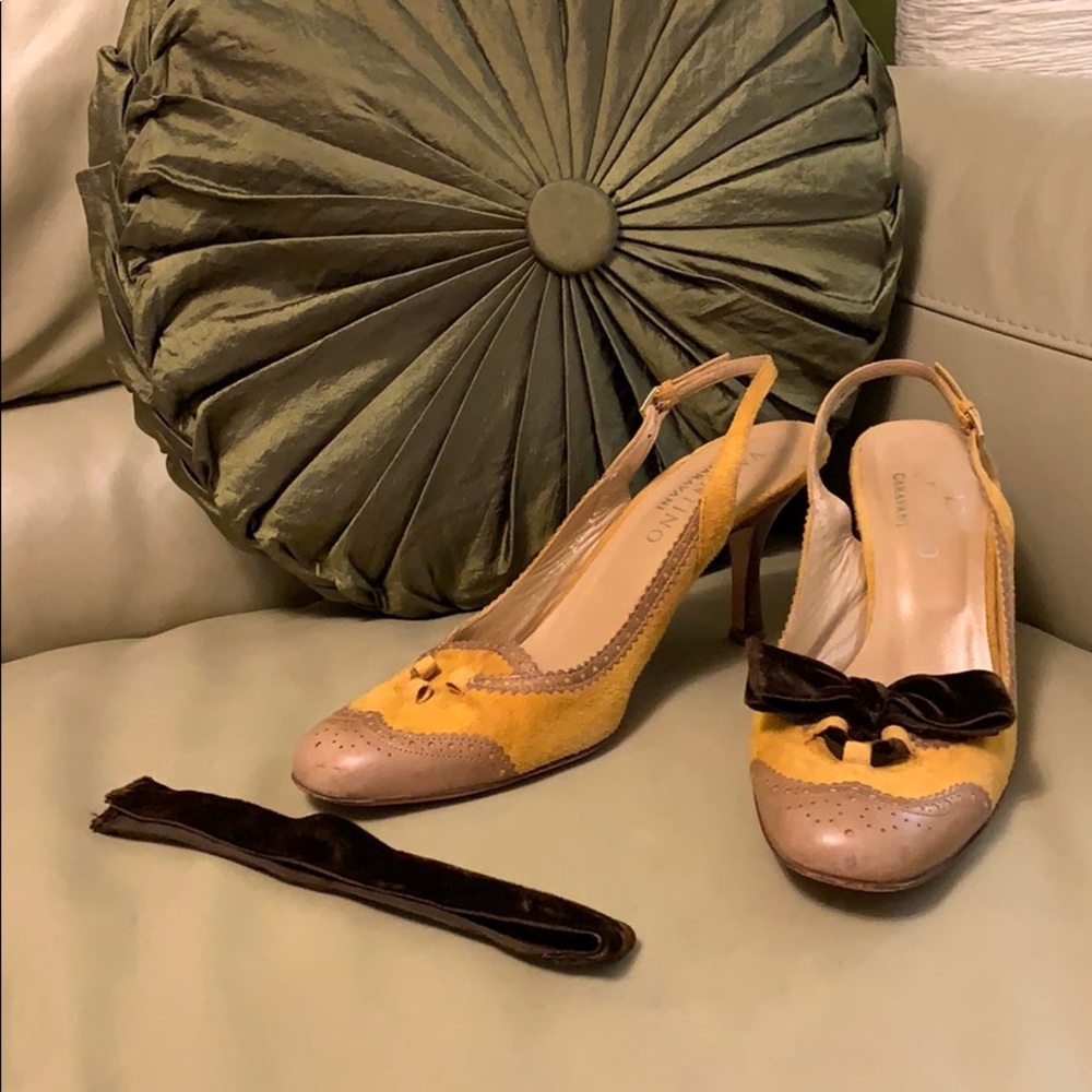 Valentino sling backs, yellow suede